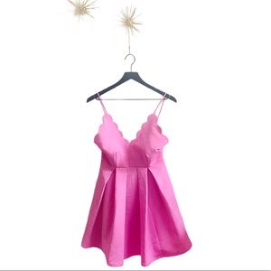 Hot & Delicious Hot Pink Scalloped Mini Dress
